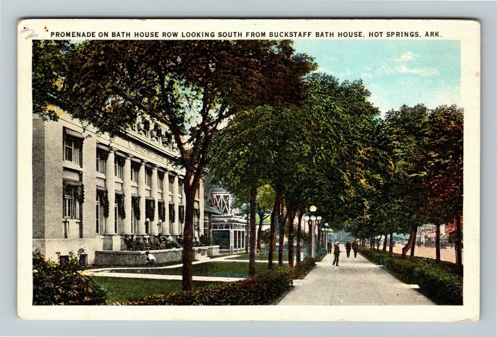 Hot Springs AR-Arkansas Promenade On Bath House Row Vintage Souvenir Postcard