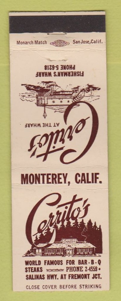 Matchbook Cover - Cerrito's Restaurant Monterey CA