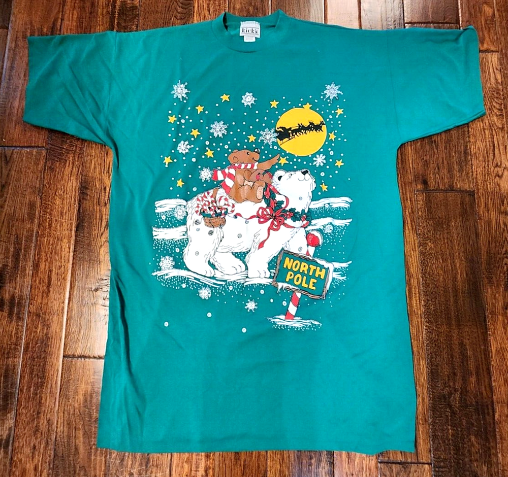 Polar Bear Santa Christmas Nightgown Tunic Dress Oversized Tee 2XL USA by Kicks
