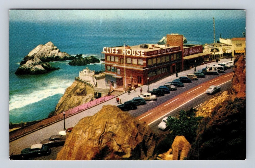 San Francisco CA-California, Seal Rocks Near Cliff House, Vintage Card Postcard