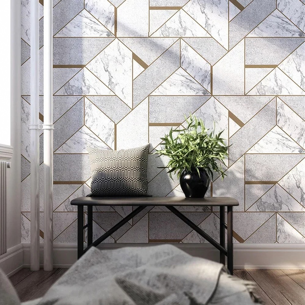 New Chinese Style Marble Wallpaper Rolls for TV Background Walls, Restaurants