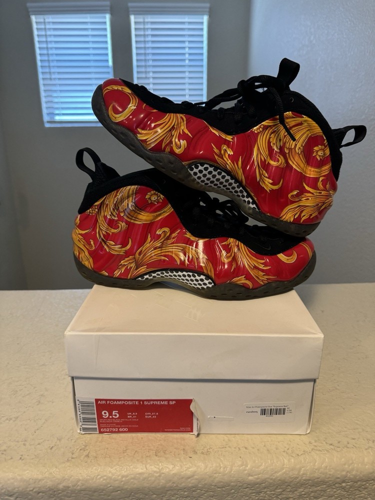 Nike Foamposite One Supreme Red 652792 600 Size 9.5 With Receipt