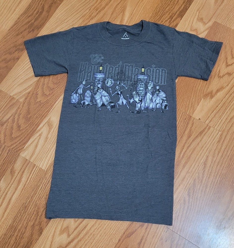 Disney Parks Haunted Mansion Grey T-Shirt - Small - ALTERED FOR EXTRA SLIM FIT