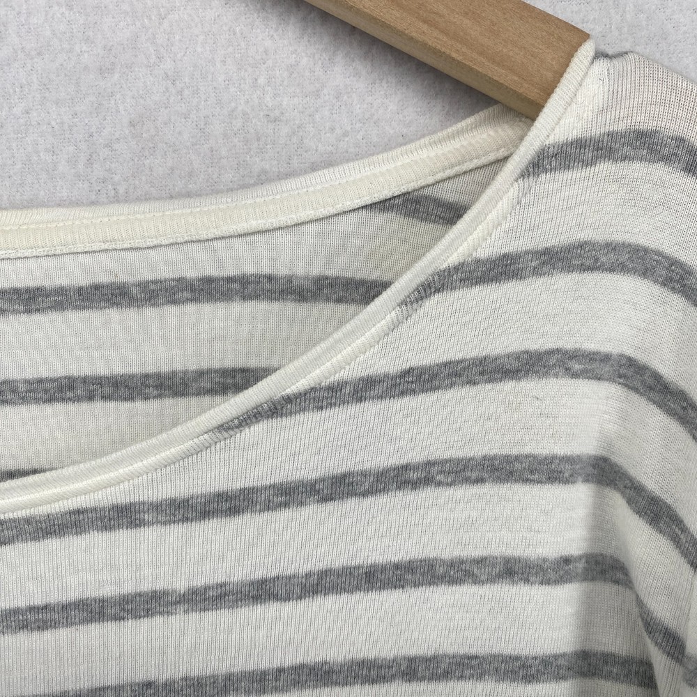 EILEEN FISHER Top XL Organic Cotton Interlock Jersey Striped Long Sleeve Gray