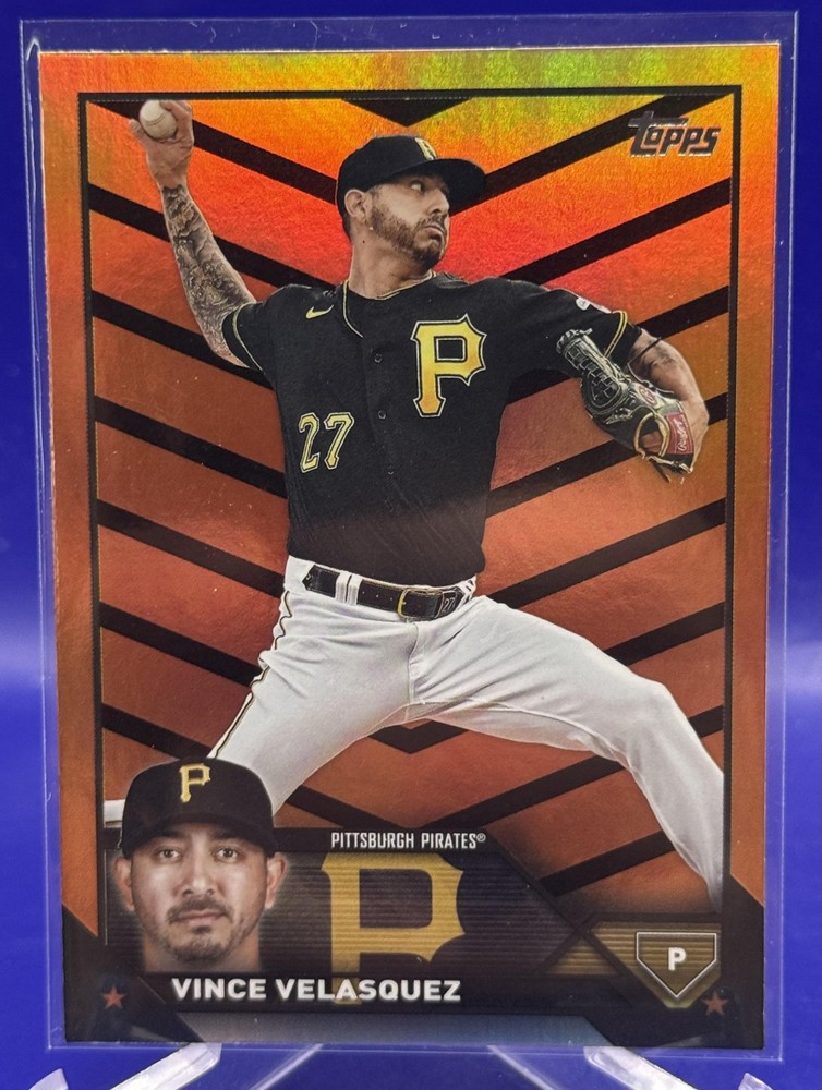 2023 Topps Update Vince Velasquez US243 Orange Black Foil Pirates Card