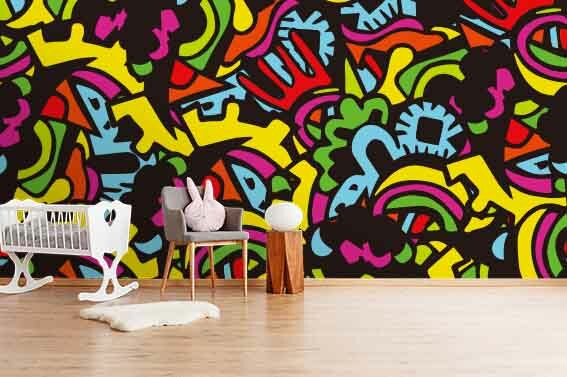 3D Abstract Graffiti Wallpaper Wall Mural Removable Self-adhesive Sticker 25-image
