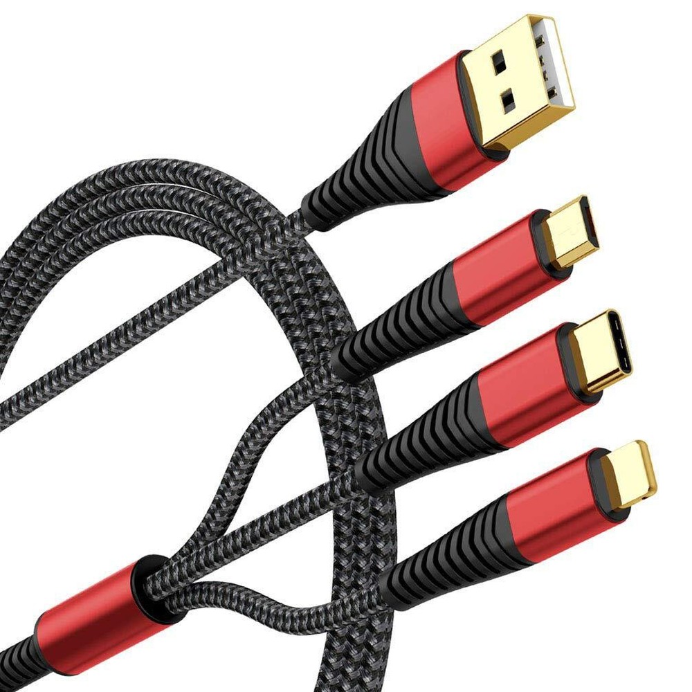 incofan Multi Charger Cable 2Pack 6ft Nylon Braided Universal 3 in 1 Multiple...