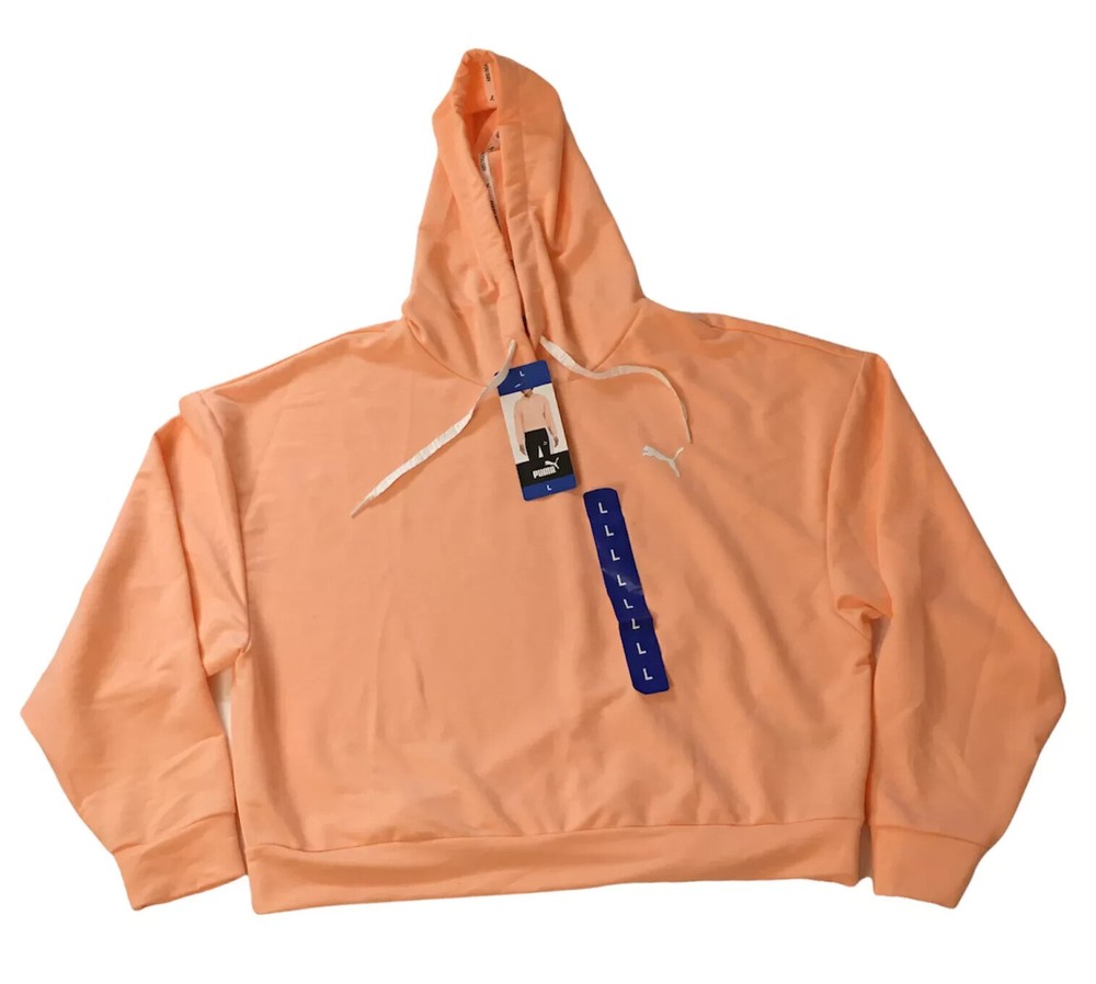 Puma Lightweight Hooded Sweatshirt Cropped Modern Sport (Blush Pink, Large)