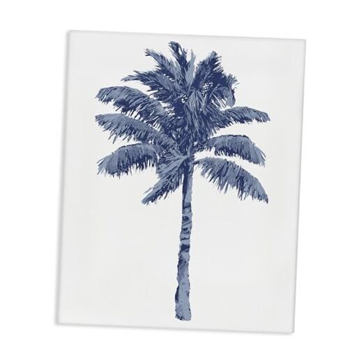 Modern Blue Palm Tree Canvas Wall Art by Kristen Drew 24x30 Inches