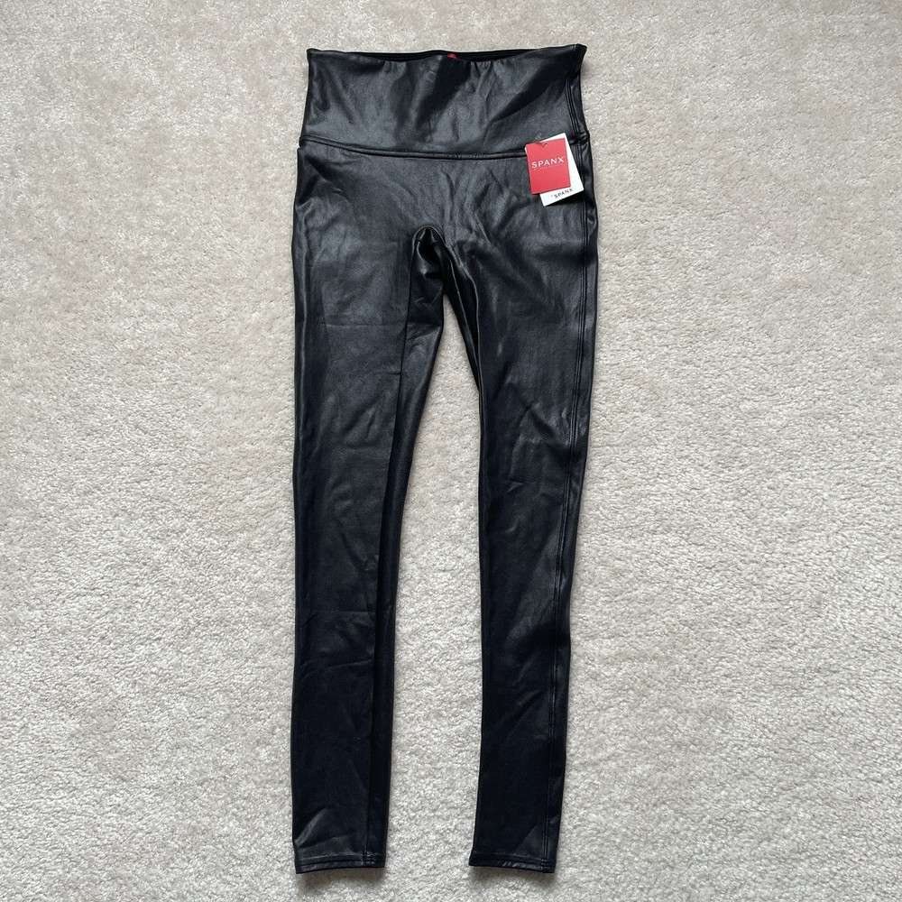 Spanx Faux Leather Black Leggings Women’s Size M Medium New With Tags