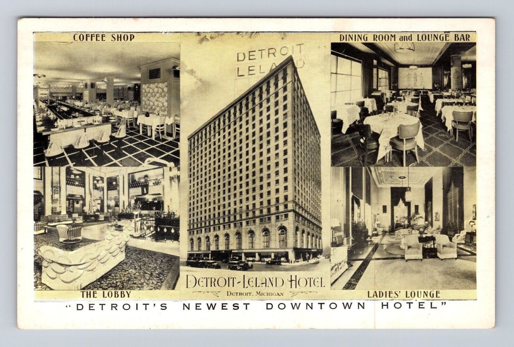 Detroit MI-Michigan, Leland Hotel, Advertisement, Vintage Souvenir Postcard