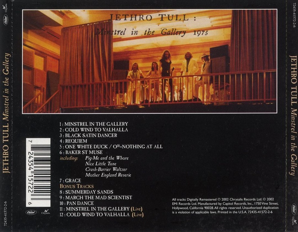 JETHRO TULL MINSTREL IN THE GALLERY [BONUS TRACKS] NEW CD