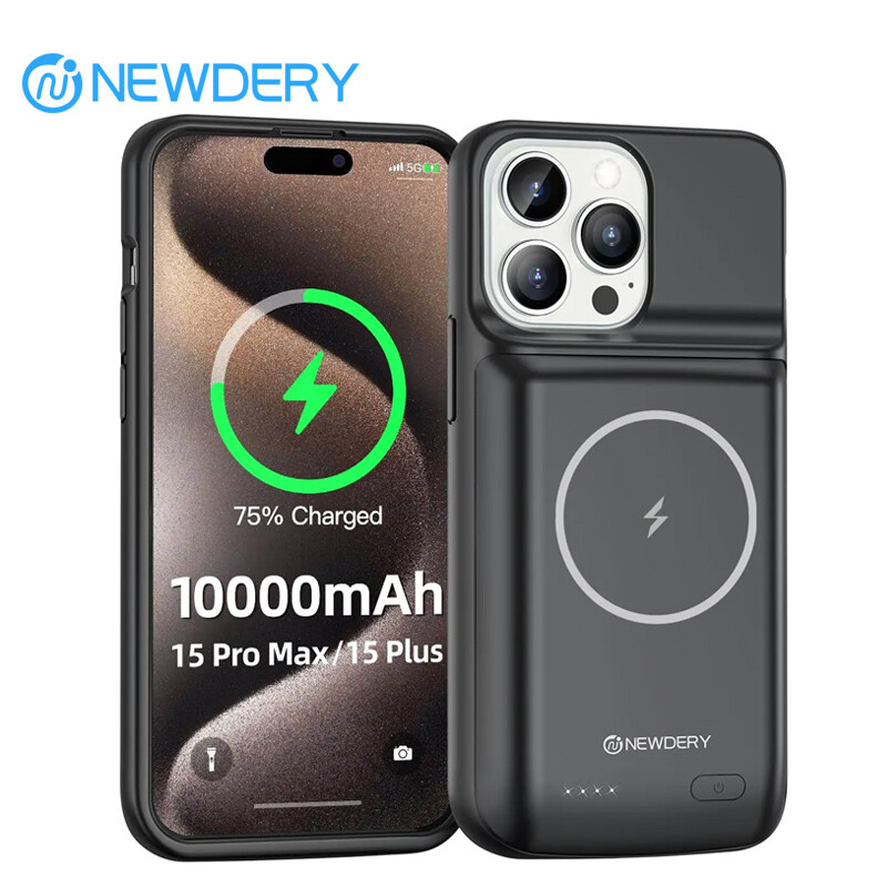 NEWDERY Wireless Battery Charger Case For iPhone 15 Pro Max,15Plus Battery Pack