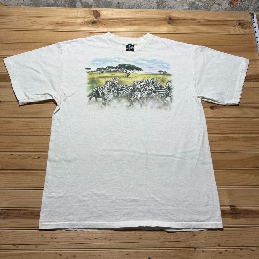 Vintage 90s Zebra Safari Wildlife Nature Savannah Animals Graphic T-Shirt - XL