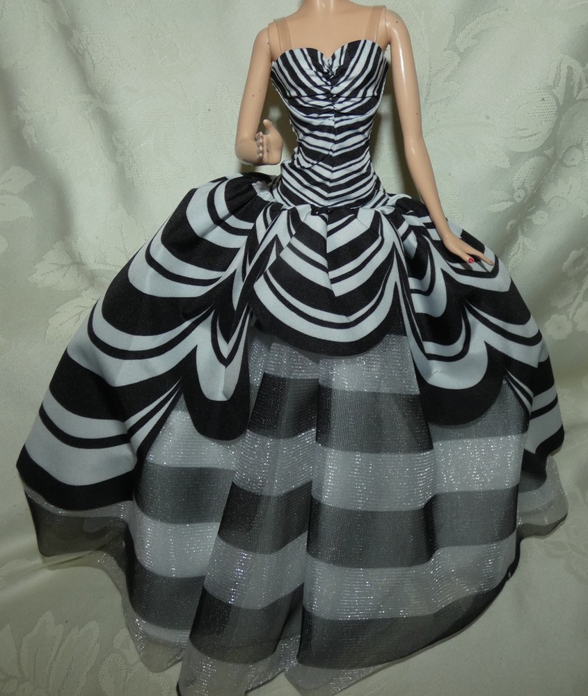 Barbie Model Muse 65Th Anniversary Black White Gown Dress Fashion For Doll
