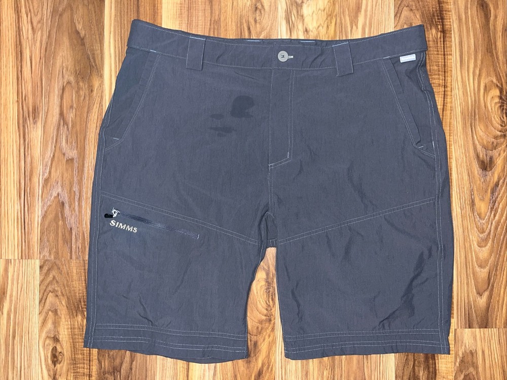 Simms Shorts Mens XL Gray Fishing Hiking Trail Cotton Stretch Outdoors