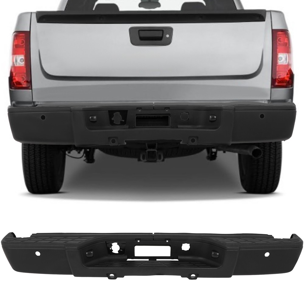 For 07-13 Chevy Silverado 1500/GMC Sierra 1500 Rear Steel Bumper w/Sensor Holes