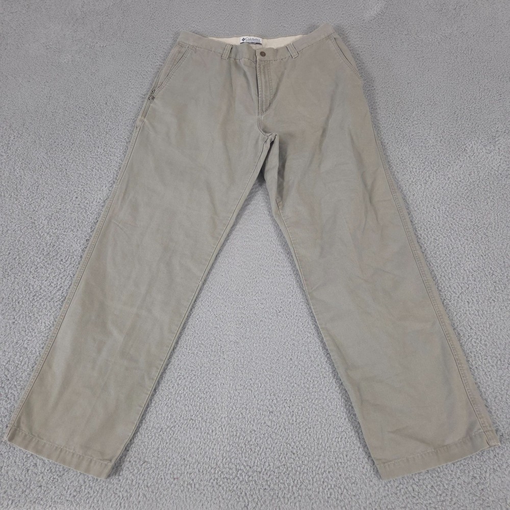 Columbia Pants Mens 36x34 Beige Roc Straight Regular Hiking Work Casual Cotton