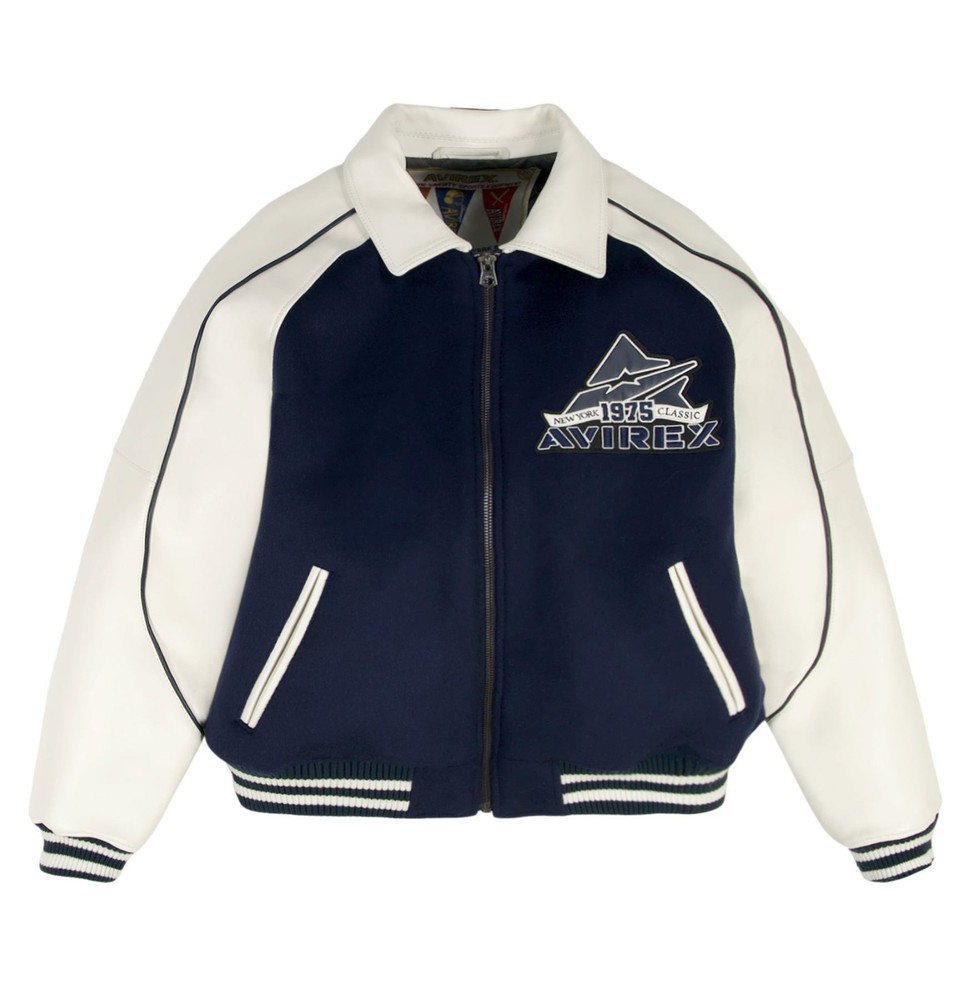 Men's AVIREX CLASSIC WOOL Real LEATHER VARSITY JACKET Avirex Wool Bomber Jacket