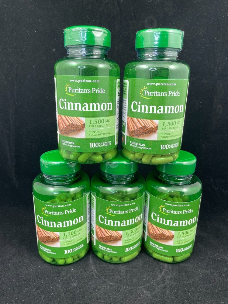 Five Bottles of Puritan's Pride Cinnamon 500 mg - 100 Capsules