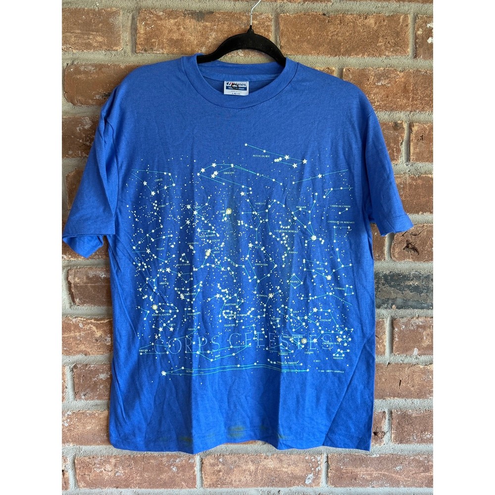 Vintage 1992 Constellation Nature Graphic Tee USA Single Stitch Hanes L