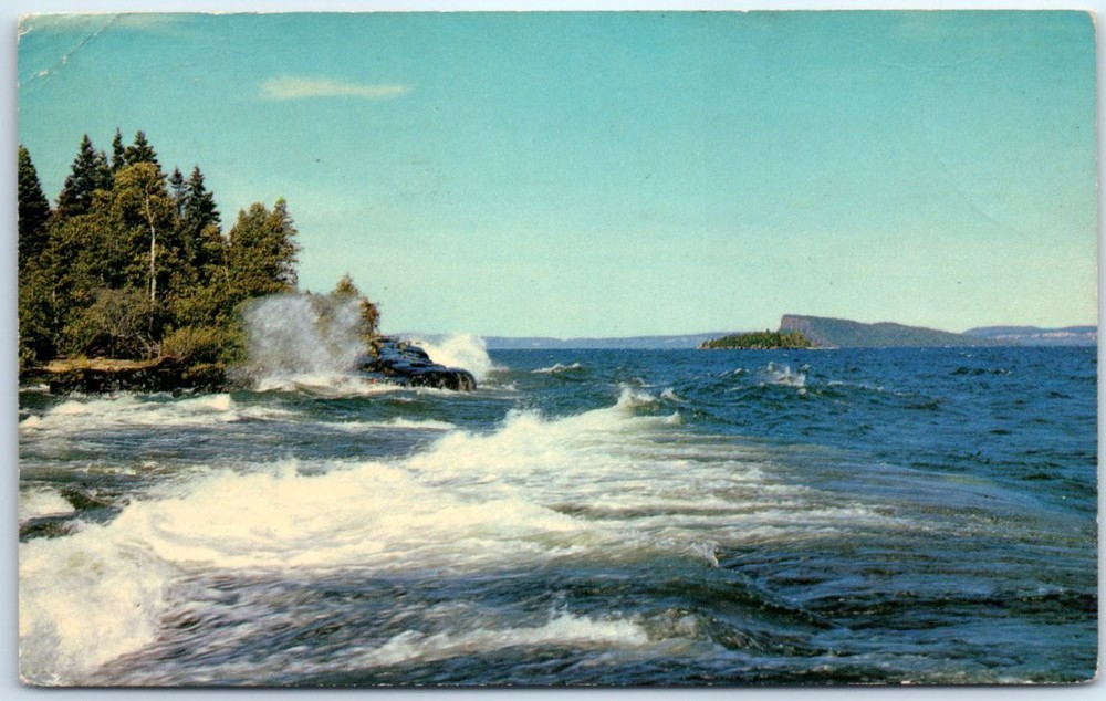 Postcard - Crashing Waves of the Lake's Rocky Shore
