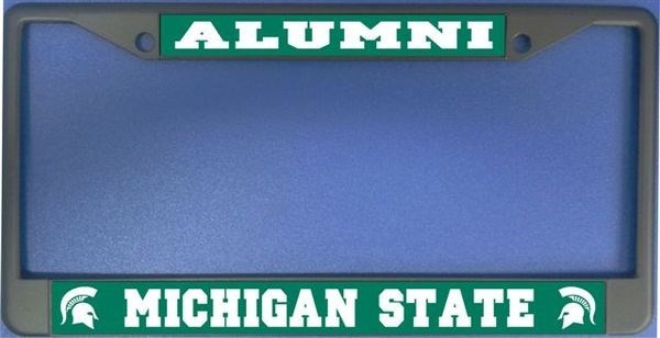 MICHIGAN STATE  ALUMNI CHROME METAL USA MADE LICENSE PLATE FRAME