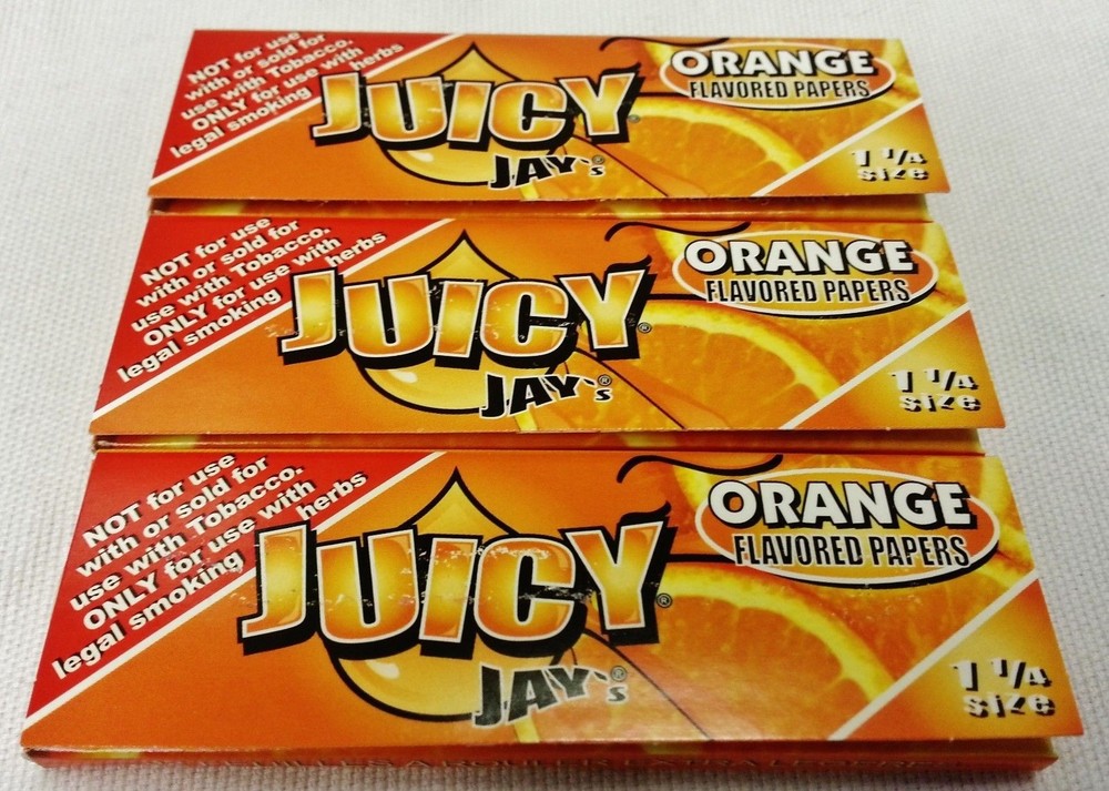 3 Packs Juicy Jay’s Orange Flavor 1 1/4 Rolling Papers with Free Shipping