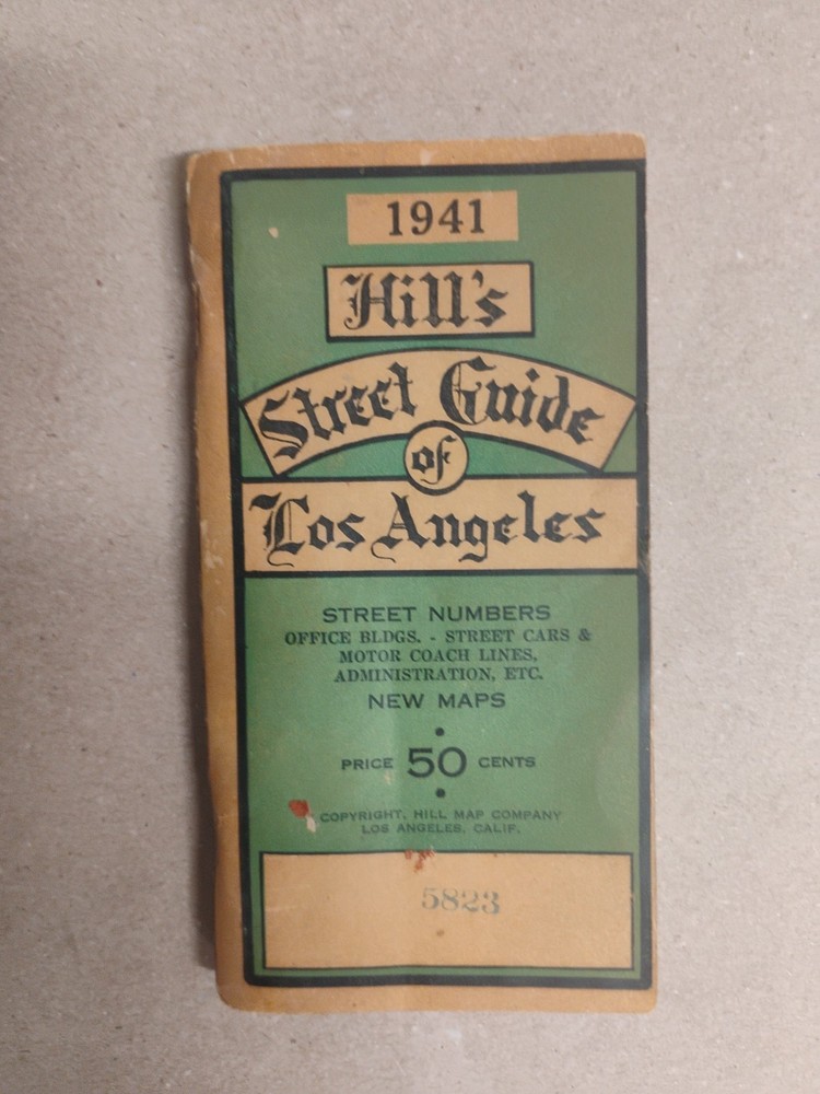1941 Hill’s Street Guide Los Angeles Vintage Map Directory WWII Era (B26)