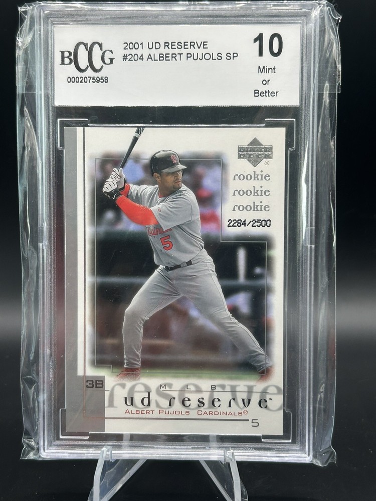 2001 Upper Deck UD Reserve Albert Pujols SP #204 Cardinals Rookie RC BCCG 10 Gem Mint