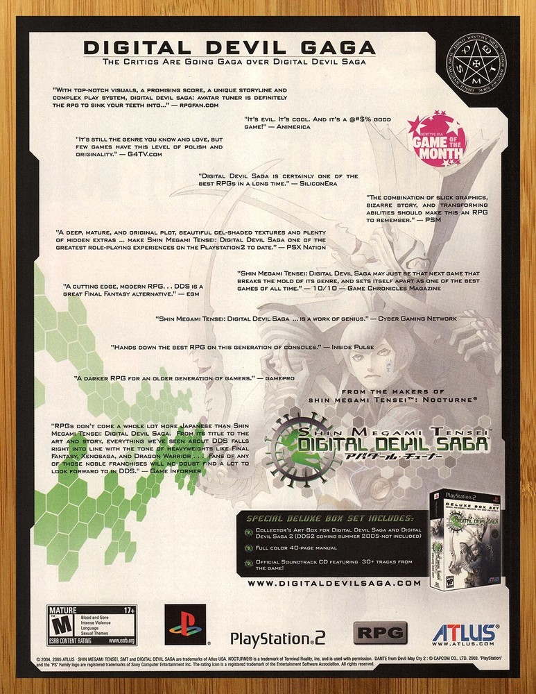 2005 Digital Devil Saga PS2 Authentic Promo Poster Wall Art Print Ad