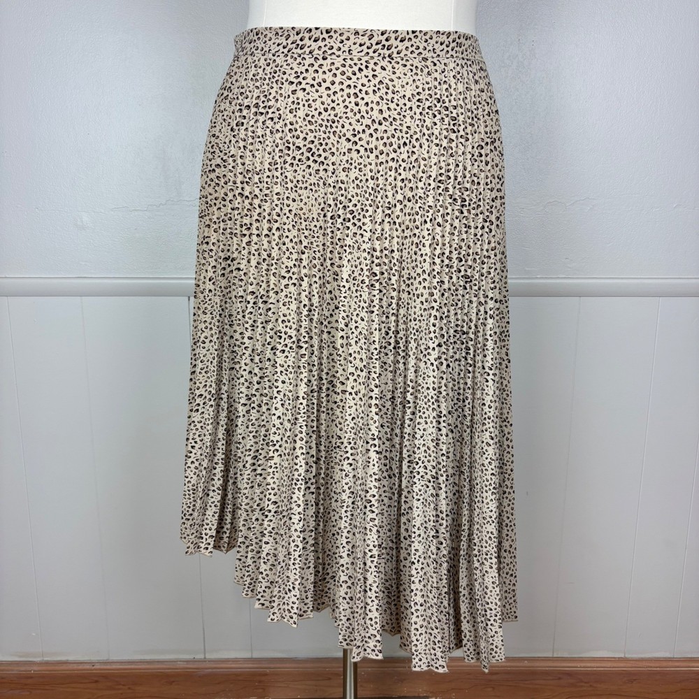 Sanctuary Asymmetrical Pleated Midi Skirt Size 2X Animal Print Elastic Waist