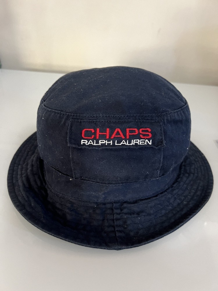 Vintage Ralph Lauren CHAPS navy cotton bucket sun hat with pocket