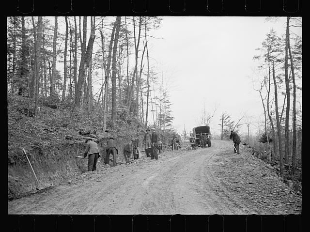 Photo:Road Construction Workers Forest Road 1930s Truck