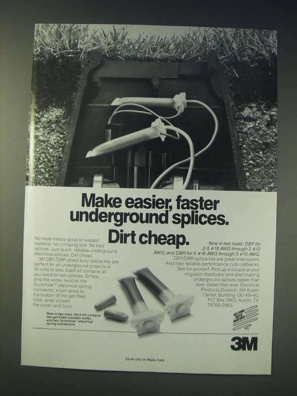 1989 3M DBY/DBR Direct Bury Splice Kits Ad - Make easier, faster underground