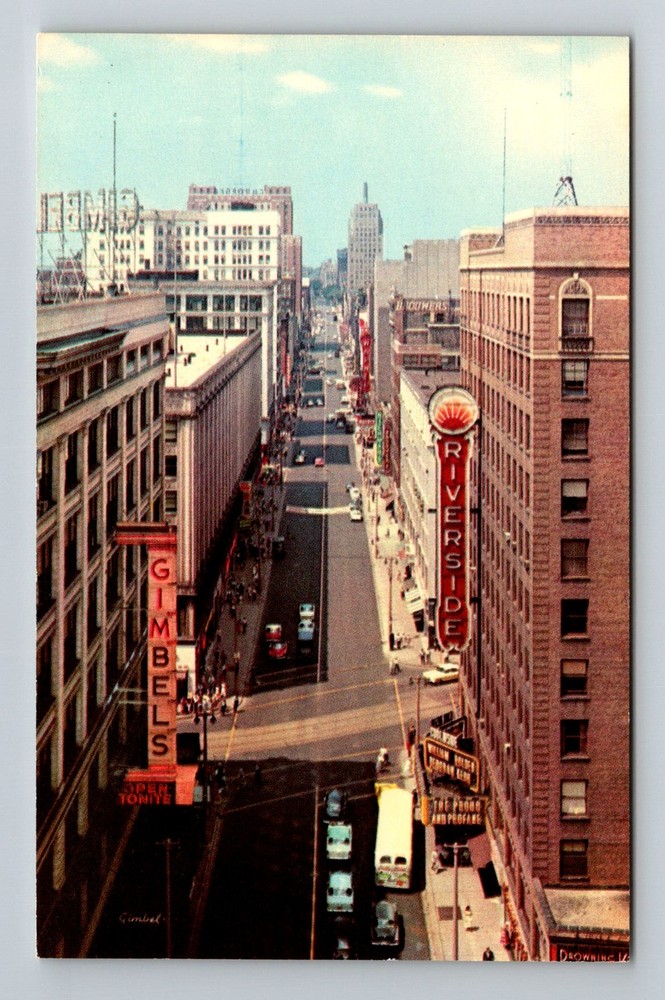 Milwaukee, WI-Wisconsin, Wisconsin Ave Looking West Downtown Vintage Postcard