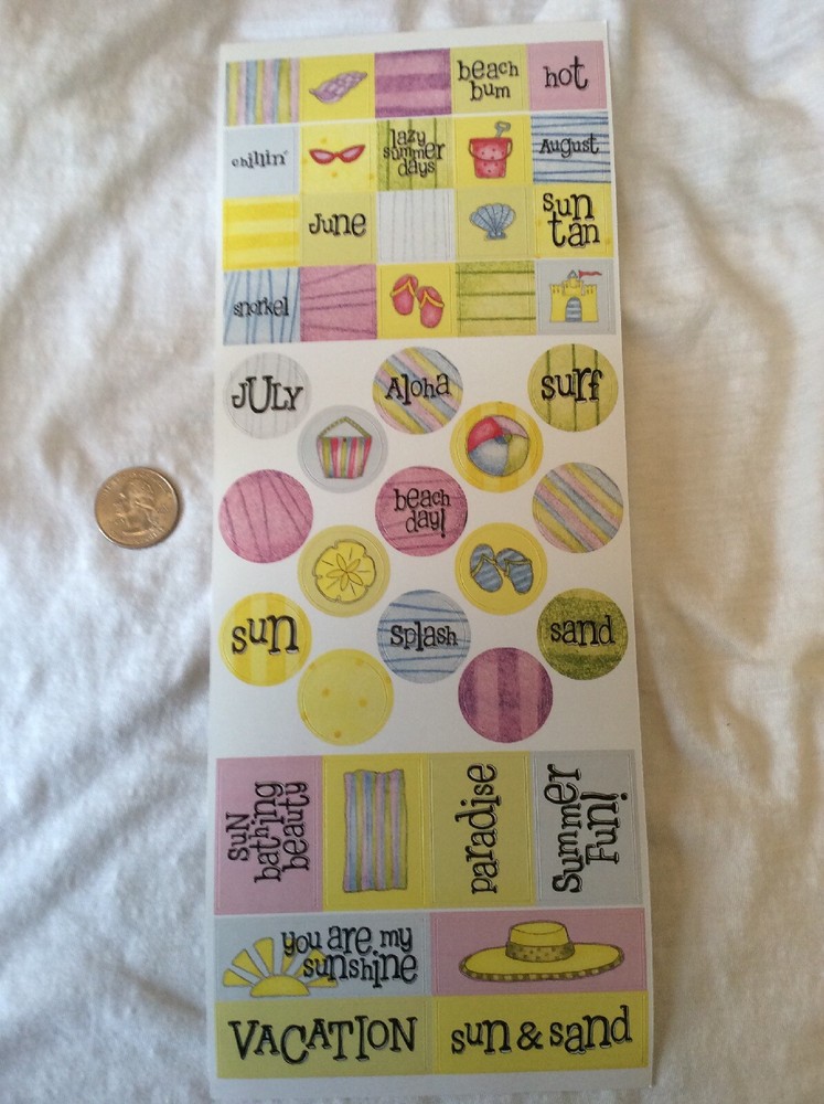 Provo Craft Stickers Last Summer Days Acid Free Scrapbooking Art Sun Sand Fun-image
