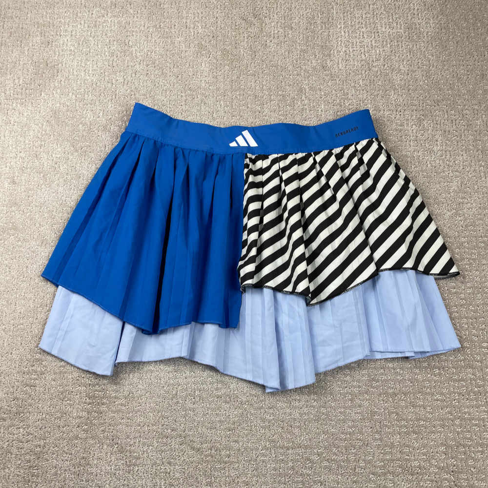 Adidas Aeroready Modular Pro Tennis Skirt Womens L Blue Pleated Athleticwear Gym