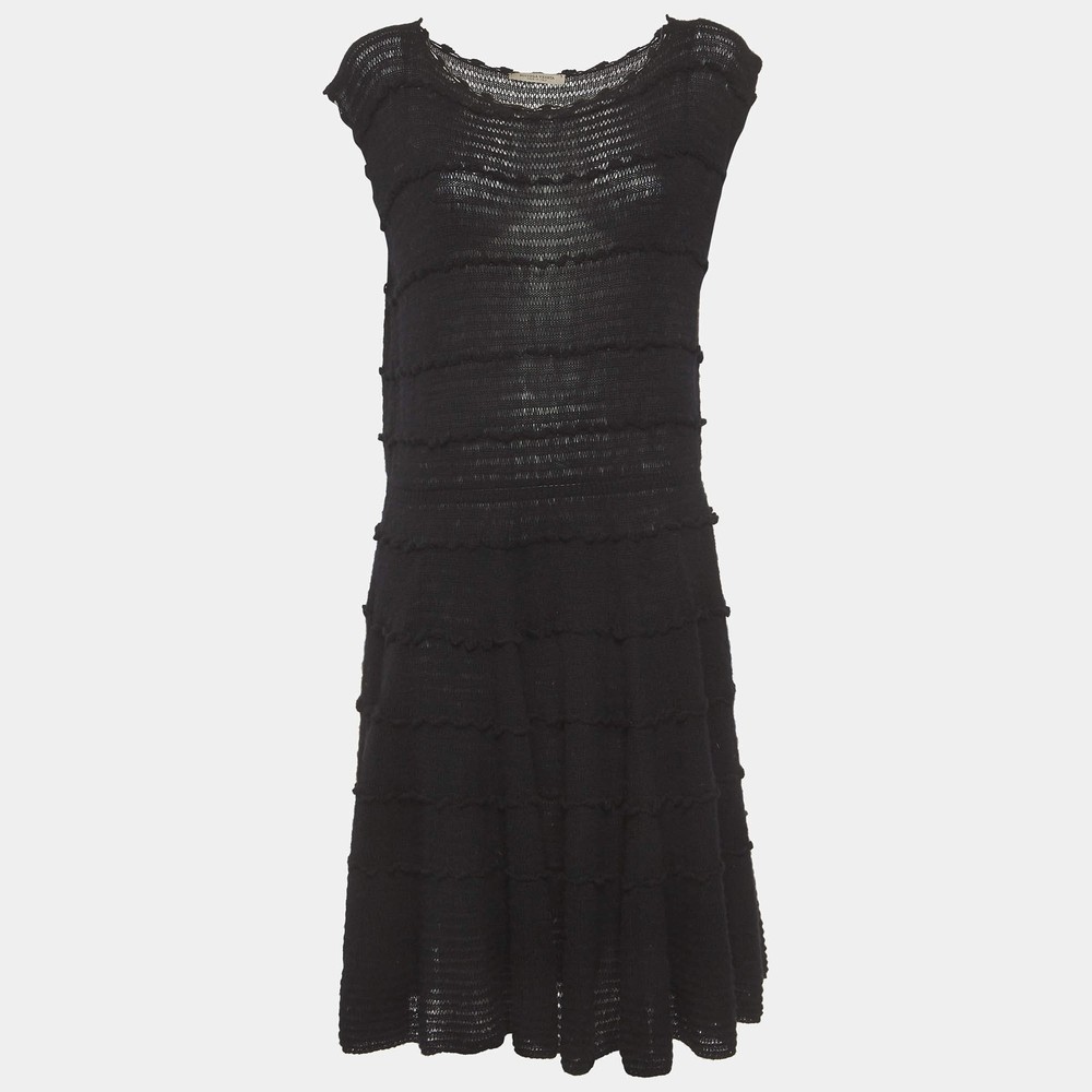 Bottega Veneta Black Knit Cashmere Sleeveless Mini Dress M