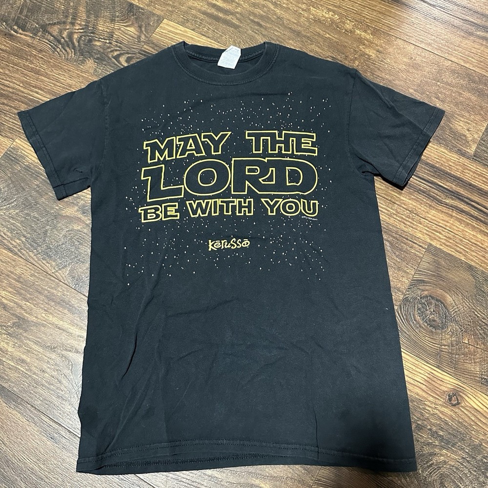 Jesus Star Wars May the Lord be With You Kerusso T-Shirt Size Small Black