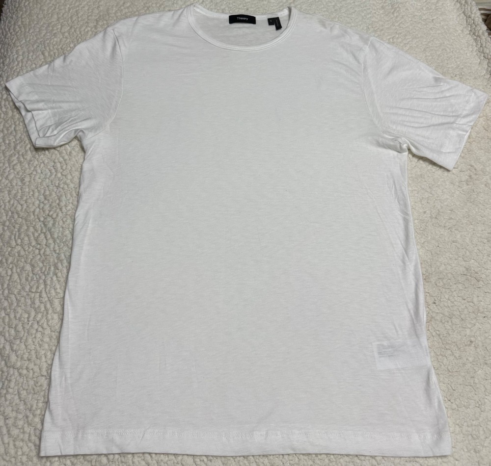 Theory Essential Crew Neck T-Shirt Men White Short Sleeve Designer Size S NWOT