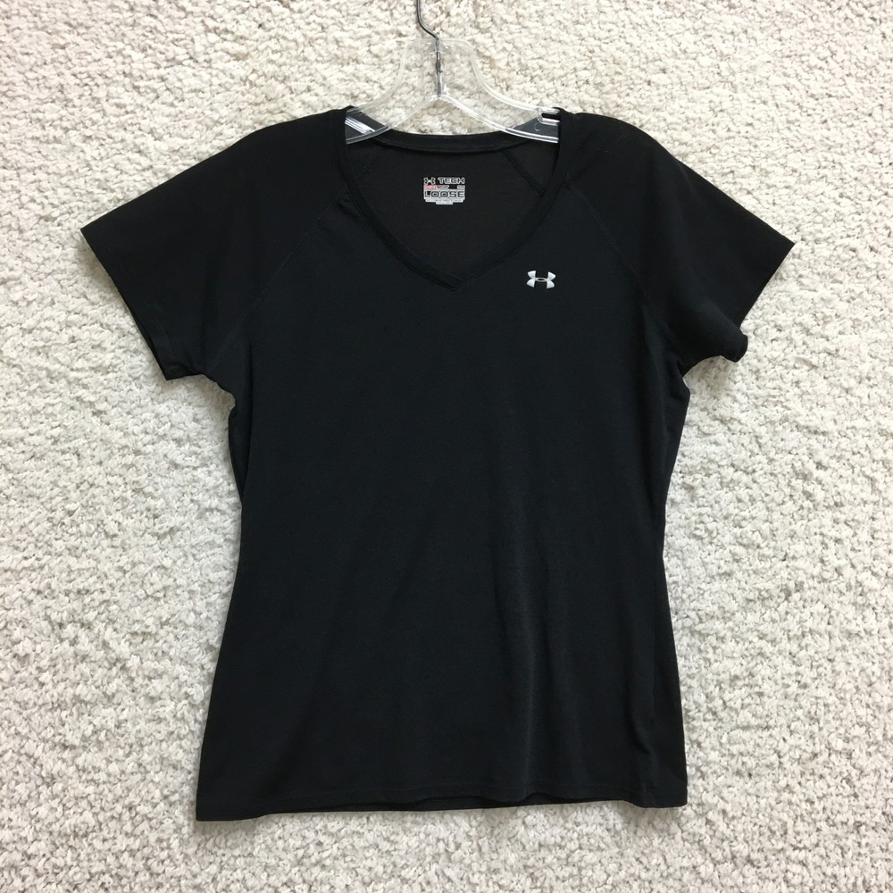 Under Armour Top Shirt Small Adult Black Tech Heatgear Loose Short Sleeve Womens