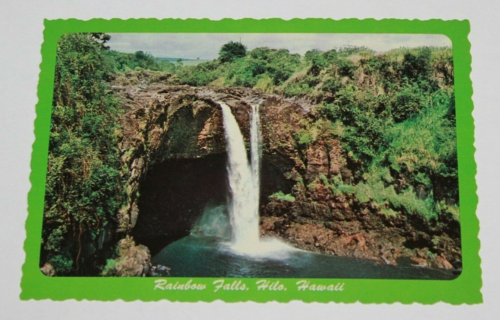 Vintage Souvenir Travel Postcard Hawaii Rainbow Falls Hilo