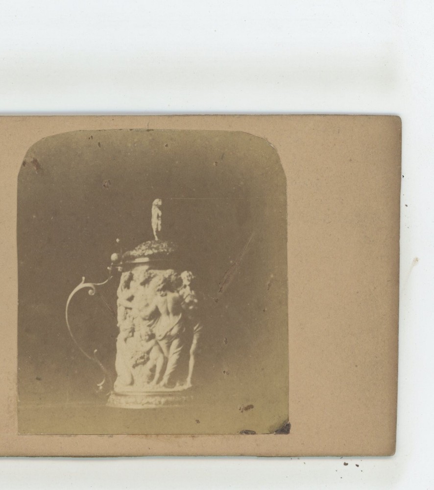 18th Century German Ivory & Gilt Silver Lidded Tankard Genre Stereoview c1860
