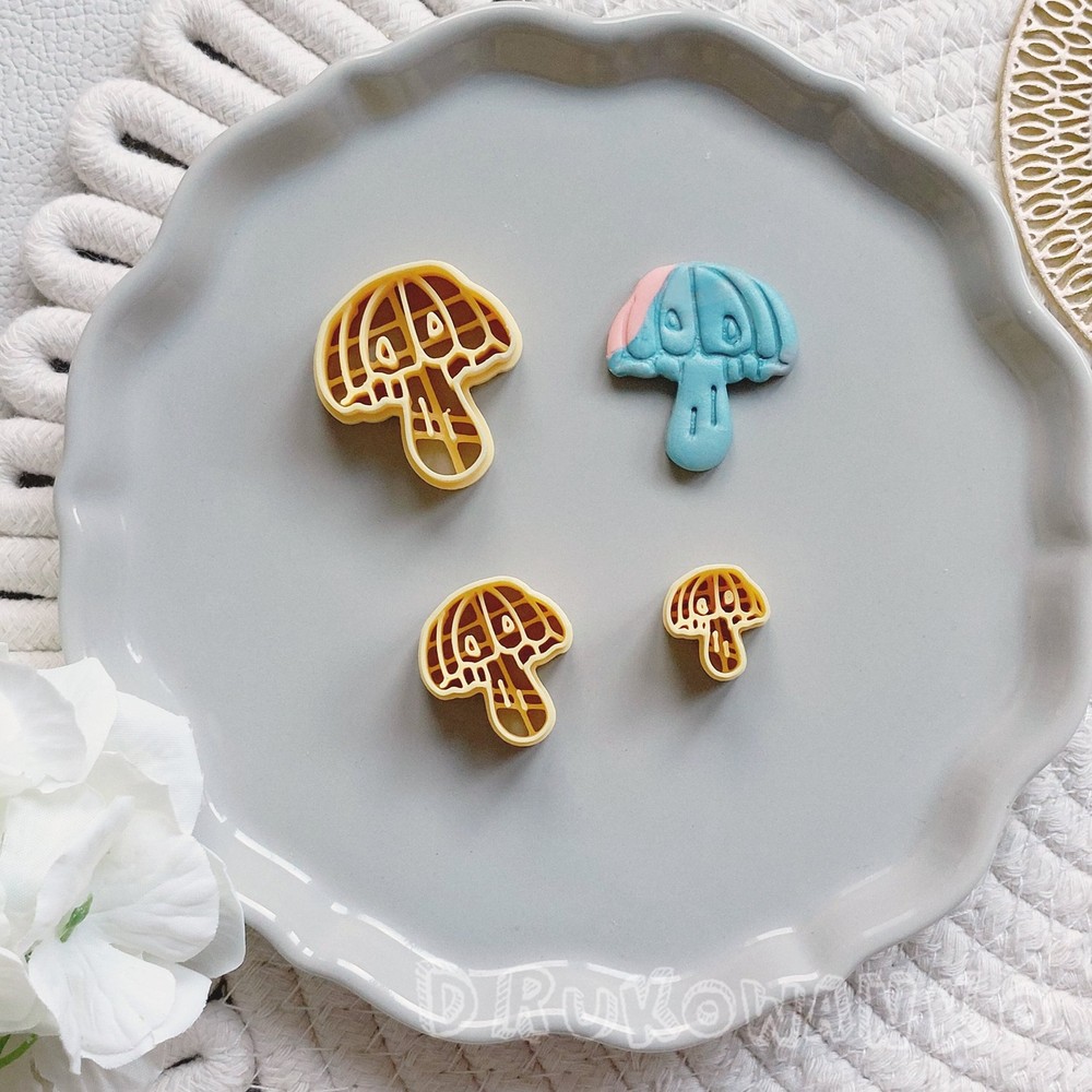 Mushroom Forest Fungus Fungi 5 Polymer Clay Cutter For Earring Jewelry