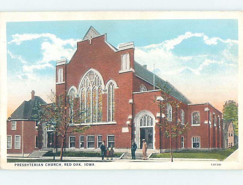 Unused W-Border CHURCH SCENE Red Oak Iowa IA m/09 A8360