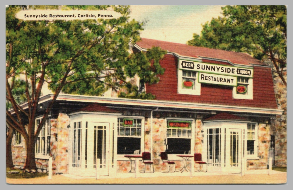 Sunnyside Restaurant Carlisle Pennsylvania  Linen c1930 Advertising UNP Postcard