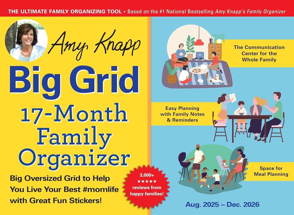 2026 Amy Knapp's Big Grid Family Organizer Wall Calendar: 17-Month Giant...