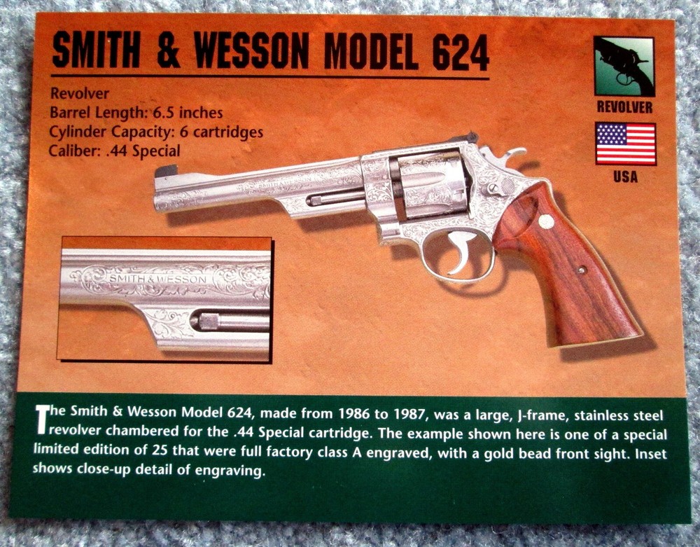 Smith & Wesson Model 624 Revolver Classic Firearms Photo Card u