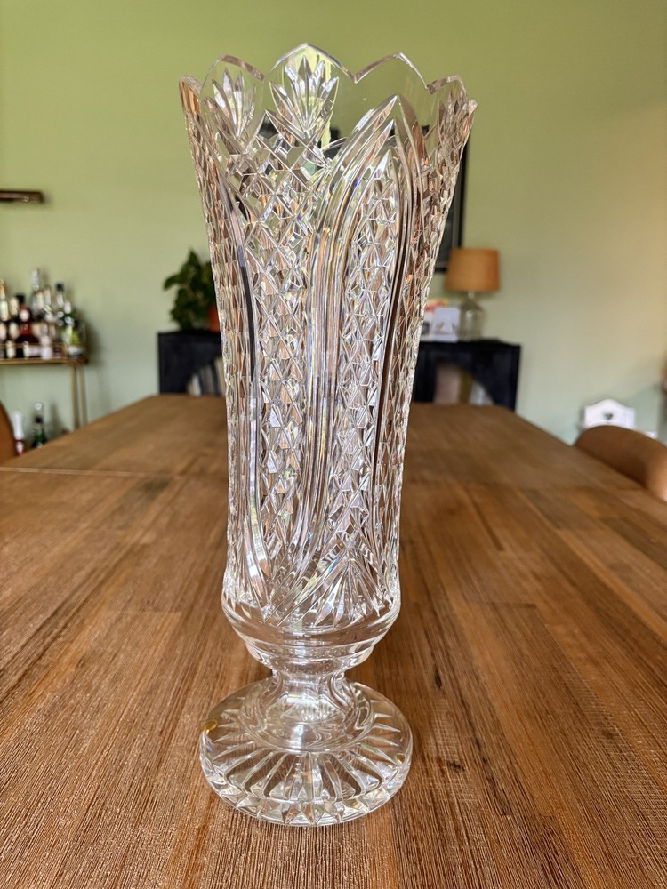 Waterford Crystal 14 Inch Rare Cutters Special Vase Made in Ireland with Original Box